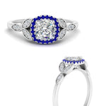 Load image into Gallery viewer, leaves-cushion-cut-halo-diamond-engagement-ring-with-sapphire-in-white-gold-FD9827CURGSABLANGLE3-NL-WG.jpg?v=1770891186