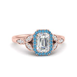 Load image into Gallery viewer, leaves-emerald-cut-halo-diamond-engagement-ring-with-blue-topaz-in-rose-gold-FD9827EMRGICBLTO-NL-RG.jpg?v=1770891203
