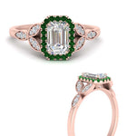 Load image into Gallery viewer, leaves-emerald-cut-halo-diamond-engagement-ring-with-emerald-in-rose-gold-FD9827EMRGEMGRANGLE3-NL-RG.jpg?v=1770891203