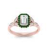 Load image into Gallery viewer, leaves-emerald-cut-halo-diamond-engagement-ring-with-emerald-in-rose-gold-FD9827EMRGEMGRANGLE5-NL-RG.jpg?v=1770891203