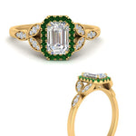 Load image into Gallery viewer, leaves-emerald-cut-halo-diamond-engagement-ring-with-emerald-in-yellow-gold-FD9827EMRGEMGRANGLE3-NL-YG.jpg?v=1770891203