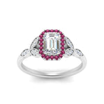 Load image into Gallery viewer, leaves-emerald-cut-halo-diamond-engagement-ring-with-pink-sapphire-in-white-gold-FD9827EMRGSADRPIANGLE5-NL-WG.jpg?v=1770891203