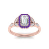 Load image into Gallery viewer, leaves-emerald-cut-halo-diamond-engagement-ring-with-purple-topaz-in-rose-gold-FD9827EMRGVITOANGLE5-NL-RG.jpg?v=1770891203