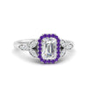 Load image into Gallery viewer, leaves-emerald-cut-halo-diamond-engagement-ring-with-purple-topaz-in-white-gold-FD9827EMRGVITO-NL-WG.jpg?v=1770891203