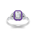 Load image into Gallery viewer, leaves-emerald-cut-halo-diamond-engagement-ring-with-purple-topaz-in-white-gold-FD9827EMRGVITOANGLE5-NL-WG.jpg?v=1770891203