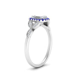 Load image into Gallery viewer, leaves-emerald-cut-halo-diamond-engagement-ring-with-sapphire-in-white-gold-FD9827EMRGSABLANGLE2-NL-WG.jpg?v=1770891204