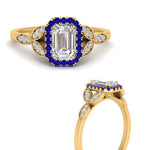 Load image into Gallery viewer, leaves-emerald-cut-halo-diamond-engagement-ring-with-sapphire-in-yellow-gold-FD9827EMRGSABLANGLE3-NL-YG.jpg?v=1770891203