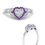 Load image into Gallery viewer, leaves-heart-shaped-halo-diamond-engagement-ring-with-purple-topaz-in-white-gold-FD9827HTRGVITOANGLE3-NL-WG.jpg?v=1770891218