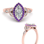 Load image into Gallery viewer, leaves-marquise-cut-halo-diamond-engagement-ring-with-purple-topaz-in-rose-gold-FD9827MQRGVITOANGLE3-NL-RG.jpg?v=1770891235