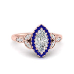 Load image into Gallery viewer, leaves-marquise-cut-halo-diamond-engagement-ring-with-sapphire-in-rose-gold-FD9827MQRGSABL-NL-RG.jpg?v=1770891235