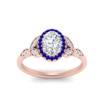 Load image into Gallery viewer, leaves-oval-shaped-halo-diamond-engagement-ring-with-sapphire-in-rose-gold-FD9827OVRGSABLANGLE5-NL-RG.jpg?v=1770891254