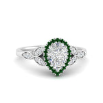 Load image into Gallery viewer, leaves-pear-shaped-halo-diamond-engagement-ring-with-emerald-in-white-gold-FD9827PERGEMGR-NL-WG.jpg?v=1770891269