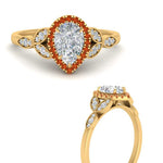 Load image into Gallery viewer, leaves-pear-shaped-halo-diamond-engagement-ring-with-orange-sapphire-in-yellow-gold-FD9827PERGSAORANGLE3-NL-YG.jpg?v=1770891270