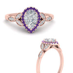 Load image into Gallery viewer, leaves-pear-shaped-halo-diamond-engagement-ring-with-purple-topaz-in-rose-gold-FD9827PERGVITOANGLE3-NL-RG.jpg?v=1770891269