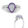 Load image into Gallery viewer, leaves-pear-shaped-halo-diamond-engagement-ring-with-purple-topaz-in-white-gold-FD9827PERGVITOANGLE3-NL-WG.jpg?v=1770891269