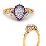 Load image into Gallery viewer, leaves-pear-shaped-halo-diamond-engagement-ring-with-purple-topaz-in-yellow-gold-FD9827PERGVITOANGLE3-NL-YG.jpg?v=1770891269