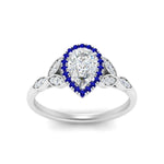 Load image into Gallery viewer, leaves-pear-shaped-halo-diamond-engagement-ring-with-sapphire-in-white-gold-FD9827PERGSABLANGLE5-NL-WG.jpg?v=1770891269