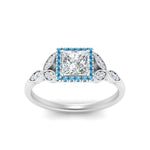 Load image into Gallery viewer, leaves-princess-cut-halo-diamond-engagement-ring-with-blue-topaz-in-white-gold-FD9827PRRGICBLTOANGLE5-NL-WG.jpg?v=1770891286