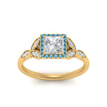 Load image into Gallery viewer, leaves-princess-cut-halo-diamond-engagement-ring-with-blue-topaz-in-yellow-gold-FD9827PRRGICBLTOANGLE5-NL-YG.jpg?v=1770891287