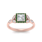 Load image into Gallery viewer, leaves-princess-cut-halo-diamond-engagement-ring-with-emerald-in-rose-gold-FD9827PRRGEMGRANGLE5-NL-RG.jpg?v=1770891286