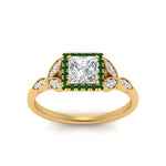 Load image into Gallery viewer, leaves-princess-cut-halo-diamond-engagement-ring-with-emerald-in-yellow-gold-FD9827PRRGEMGRANGLE5-NL-YG.jpg?v=1770891286