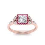 Load image into Gallery viewer, leaves-princess-cut-halo-diamond-engagement-ring-with-pink-sapphire-in-rose-gold-FD9827PRRGSADRPIANGLE5-NL-RG.jpg?v=1770891286
