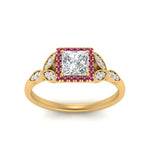 Load image into Gallery viewer, leaves-princess-cut-halo-diamond-engagement-ring-with-pink-sapphire-in-yellow-gold-FD9827PRRGSADRPIANGLE5-NL-YG.jpg?v=1770891286