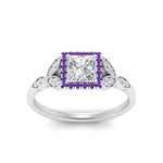 Load image into Gallery viewer, leaves-princess-cut-halo-diamond-engagement-ring-with-purple-topaz-in-white-gold-FD9827PRRGVITOANGLE5-NL-WG.jpg?v=1770891286