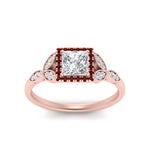 Load image into Gallery viewer, leaves-princess-cut-halo-diamond-engagement-ring-with-ruby-in-rose-gold-FD9827PRRGRUDRANGLE5-NL-RG.jpg?v=1770891286