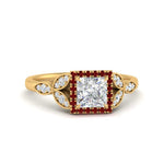 Load image into Gallery viewer, leaves-princess-cut-halo-diamond-engagement-ring-with-ruby-in-yellow-gold-FD9827PRRGRUDR-NL-YG.jpg?v=1770891286