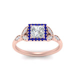 Load image into Gallery viewer, leaves-princess-cut-halo-diamond-engagement-ring-with-sapphire-in-rose-gold-FD9827PRRGSABLANGLE5-NL-RG.jpg?v=1770891287