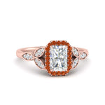 Load image into Gallery viewer, leaves-radiant-cut-halo-diamond-engagement-ring-with-orange-sapphire-in-rose-gold-FD9827RARGSAOR-NL-RG.jpg?v=1770891302