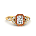 Load image into Gallery viewer, leaves-radiant-cut-halo-diamond-engagement-ring-with-orange-sapphire-in-yellow-gold-FD9827RARGSAOR-NL-YG.jpg?v=1770891303