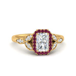 Load image into Gallery viewer, leaves-radiant-cut-halo-diamond-engagement-ring-with-pink-sapphire-in-yellow-gold-FD9827RARGSADRPI-NL-YG.jpg?v=1770891302