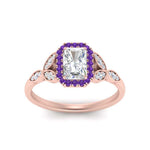 Load image into Gallery viewer, leaves-radiant-cut-halo-diamond-engagement-ring-with-purple-topaz-in-rose-gold-FD9827RARGVITOANGLE5-NL-RG.jpg?v=1770891304
