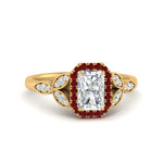 Load image into Gallery viewer, leaves-radiant-cut-halo-diamond-engagement-ring-with-ruby-in-yellow-gold-FD9827RARGRUDR-NL-YG.jpg?v=1770891303