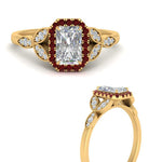 Load image into Gallery viewer, leaves-radiant-cut-halo-diamond-engagement-ring-with-ruby-in-yellow-gold-FD9827RARGRUDRANGLE3-NL-YG.jpg?v=1770891304