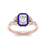 Load image into Gallery viewer, leaves-radiant-cut-halo-diamond-engagement-ring-with-sapphire-in-rose-gold-FD9827RARGSABLANGLE5-NL-RG.jpg?v=1770891302