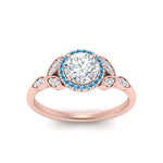 Load image into Gallery viewer, leaves-round-cut-halo-diamond-engagement-ring-with-blue-topaz-in-rose-gold-FD9827RORGICBLTOANGLE5-NL-RG.jpg?v=1770891318