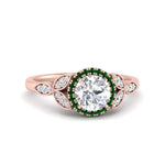 Load image into Gallery viewer, leaves-round-cut-halo-diamond-engagement-ring-with-emerald-in-rose-gold-FD9827RORGEMGR-NL-RG.jpg?v=1770891318
