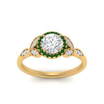 Load image into Gallery viewer, leaves-round-cut-halo-diamond-engagement-ring-with-emerald-in-yellow-gold-FD9827RORGEMGRANGLE5-NL-YG.jpg?v=1770891318