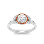 Load image into Gallery viewer, leaves-round-cut-halo-diamond-engagement-ring-with-orange-sapphire-in-white-gold-FD9827RORGSAORANGLE5-NL-WG.jpg?v=1770891318