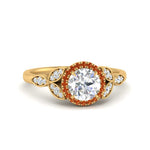 Load image into Gallery viewer, leaves-round-cut-halo-diamond-engagement-ring-with-orange-sapphire-in-yellow-gold-FD9827RORGSAOR-NL-YG.jpg?v=1770891318