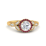 Load image into Gallery viewer, leaves-round-cut-halo-diamond-engagement-ring-with-pink-sapphire-in-yellow-gold-FD9827RORGSADRPI-NL-YG.jpg?v=1770891318