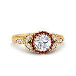 Load image into Gallery viewer, leaves-round-cut-halo-diamond-engagement-ring-with-ruby-in-yellow-gold-FD9827RORGRUDR-NL-YG.jpg?v=1770891318