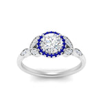 Load image into Gallery viewer, leaves-round-cut-halo-diamond-engagement-ring-with-sapphire-in-white-gold-FD9827RORGSABLANGLE5-NL-WG.jpg?v=1770891318