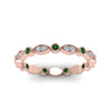 Load image into Gallery viewer, marquise-and-dot-stacked-wedding-band-ring-with-emerald-in-rose-gold-FD8641BGEMGR-NL-RG.jpg