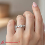 Load image into Gallery viewer, marquise-and-round-classic-modern-lab-diamond-engagement-ring-with-sapphire-14k-white-gold-fdenr11063