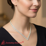 Load image into Gallery viewer, marquise-and-round-tennis-necklace-yellow-gold-fdnk10422-model