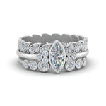 Load image into Gallery viewer, marquise-bezel-wedding-ring-stack-in-FD9456ANGLE2-NL-WG